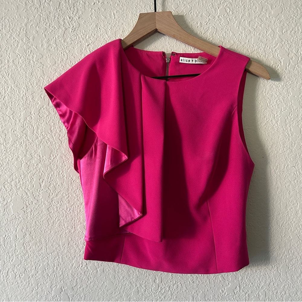 Alice + Olivia Marin Side Ruffle Crop Top —Size 2
